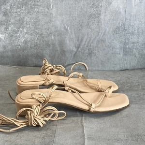 Jeffrey Campbell Women's Blush Leather Agate-2 Square-Toe Block-Heel Sandals SZ7